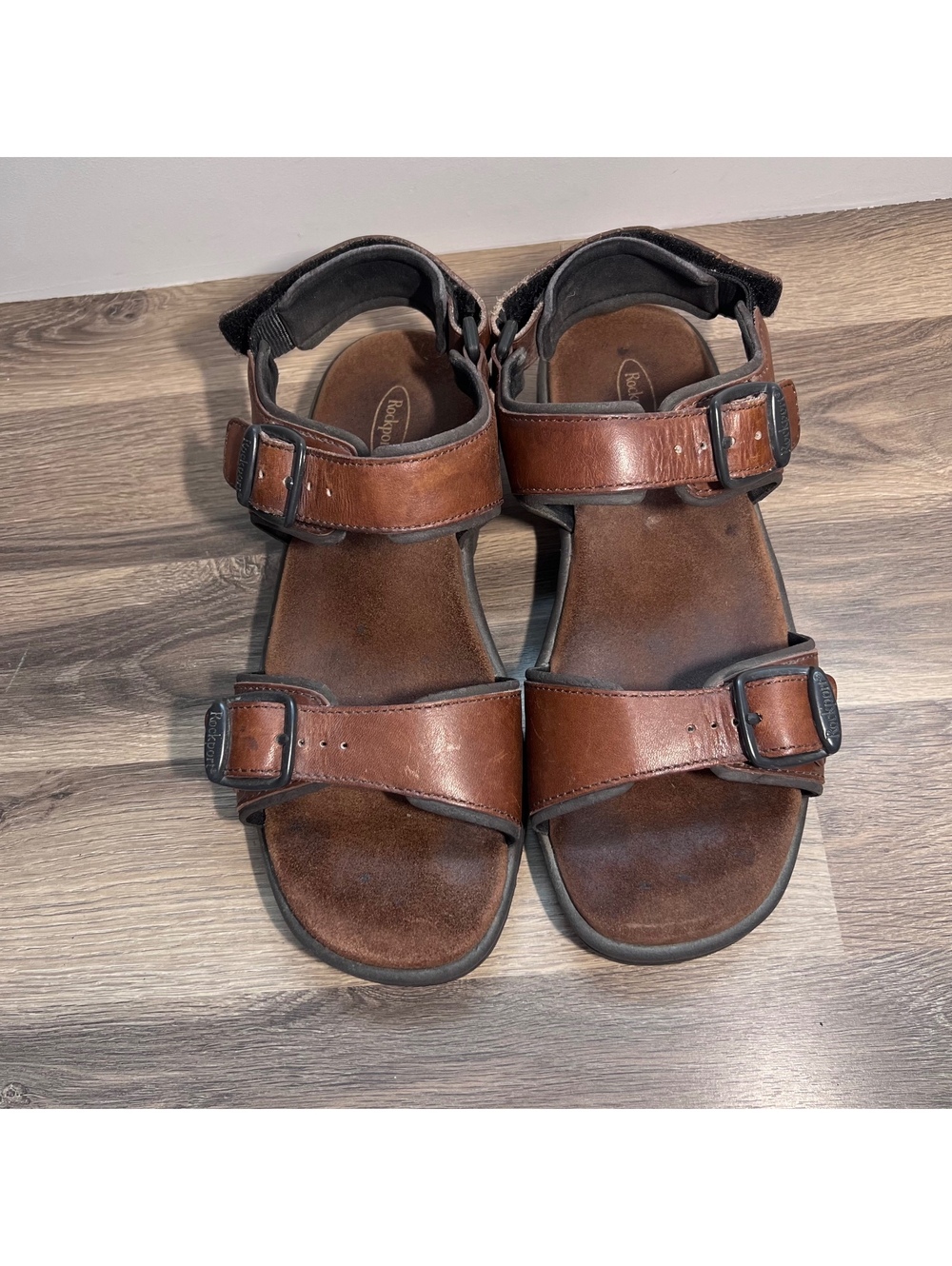 Rockport brown leather sandals men's size 10